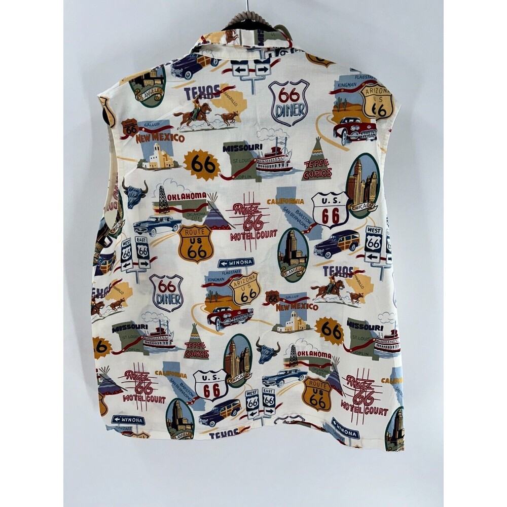 Women's Unbranded Vintage Route 66 Sleeveless Boxy Button Shirt With Hat Size XL - Picture 9 of 9